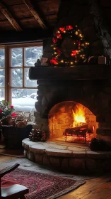 Fireplace glow stitches winter twilight into warm silence
