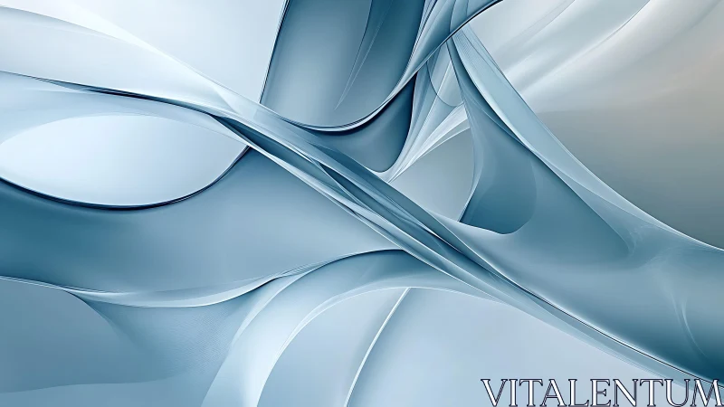 Elegant Abstract Blue Glass Waves Digital Art Background.