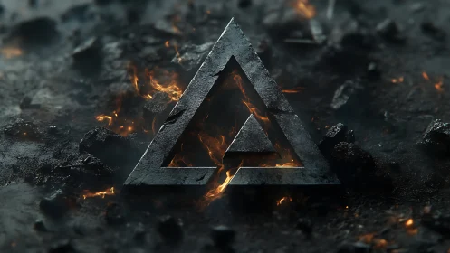 Stone Triangle with Embedded Fire and Ash