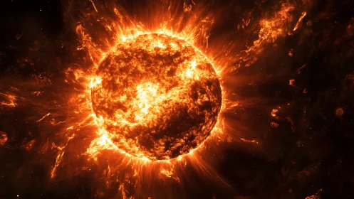 Solar Inferno Sphere Ignites the Silent Black Vacuum.