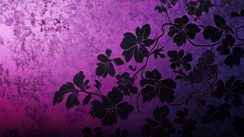 Floral Silhouettes on Purple Grunge Background