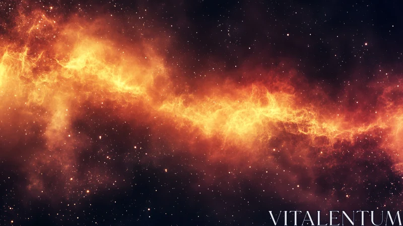 Luminous interstellar gas filament arcs diagonally through starfield