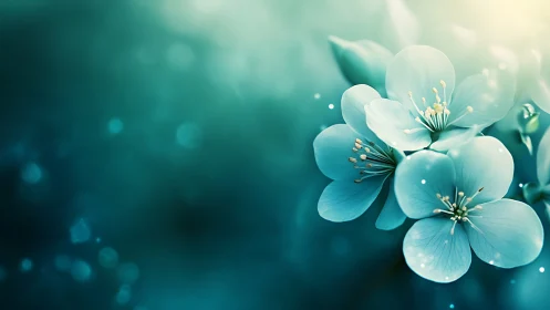 Delicate petaled flowers rendered with bokeh depth and tonal gradient transition