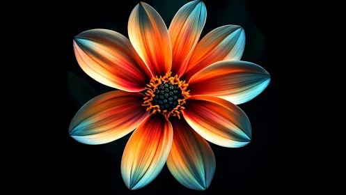 Digitally Rendered Composite Flower With Gradient Petals