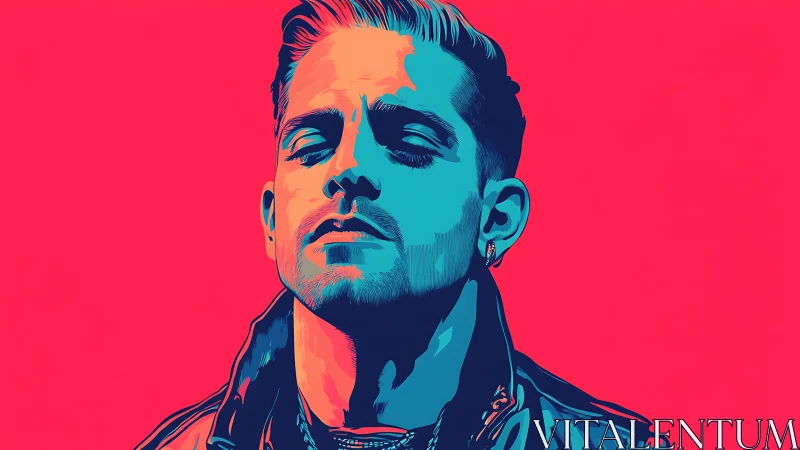 Bold neon portrait renders confident man in sharp contrast