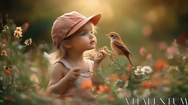 Wildflower Wonder: Young explorer discovers magic in blooming fields.