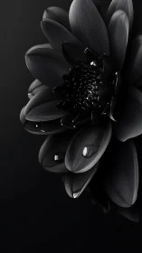 Black and White Botanical Study: Lotus Flower in Detail.