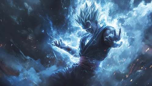 Stormborn warrior laughs while sculpting raw electric chaos