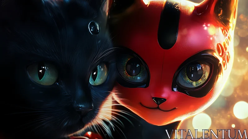 Black Cat and Red Miraculous Ladybug Character Split Portrait.