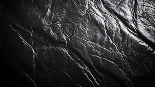 Textured black leather surface with strong highlights.