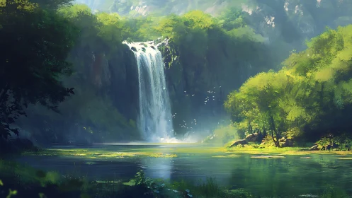 Emerald Canyon's Luminous Plunge: Where Water Whispers Ancient Stone.