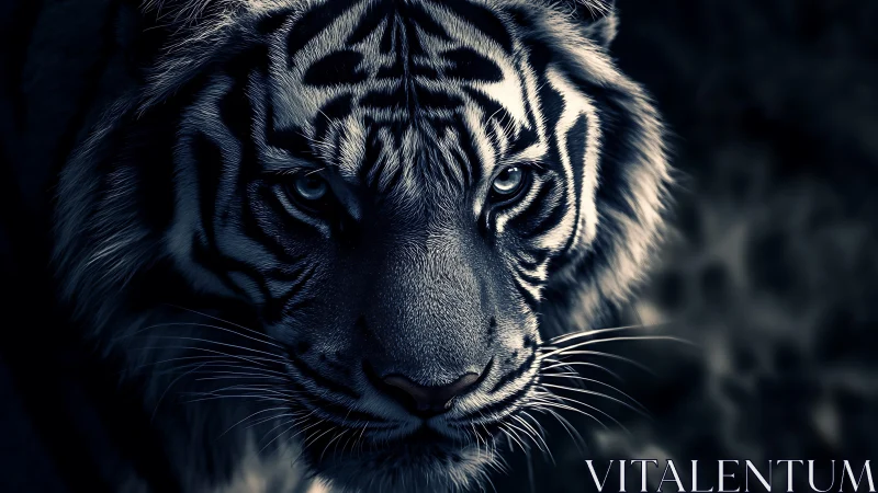 Moonlit tiger gaze captures silent power and wild grace.