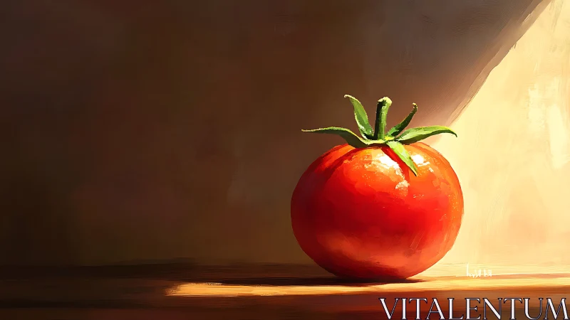 Sunlit tomato study with high contrast chiaroscuro lighting model