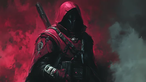 Crimson Wraith Ranger emerging from a burning shadowstorm.