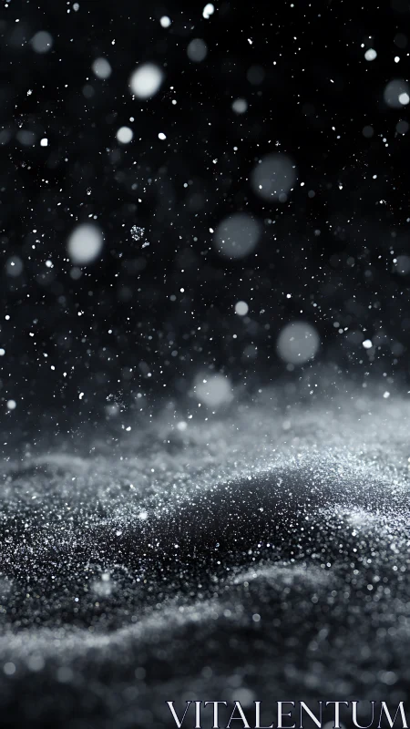 Fine particulate matter is suspended over a dark surface