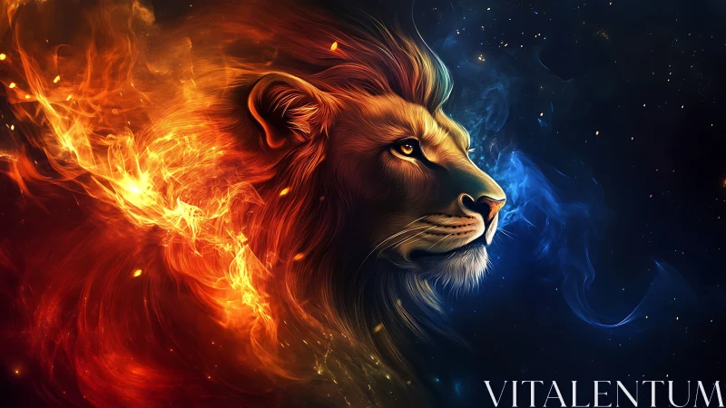 Cosmic fire and starlit ice crown a dreaming lion heart.