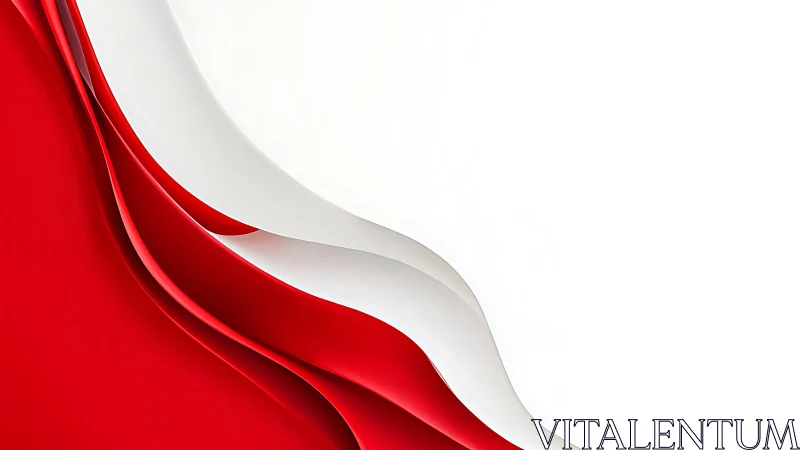Red and White Abstract Wave Background in Minimalist Style.