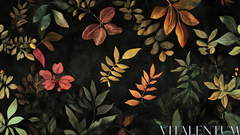 Autumn leaves drift like painted whispers on velvet night.