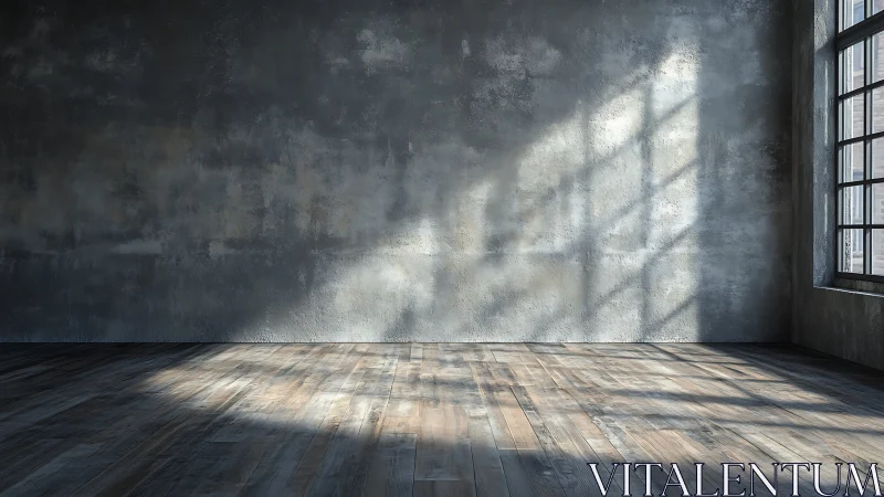Sunlit industrial loft corner where bare walls breathe quiet.