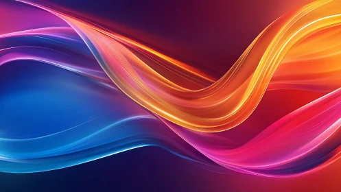 Flowing neon ribbons sweep across a vivid gradient field.