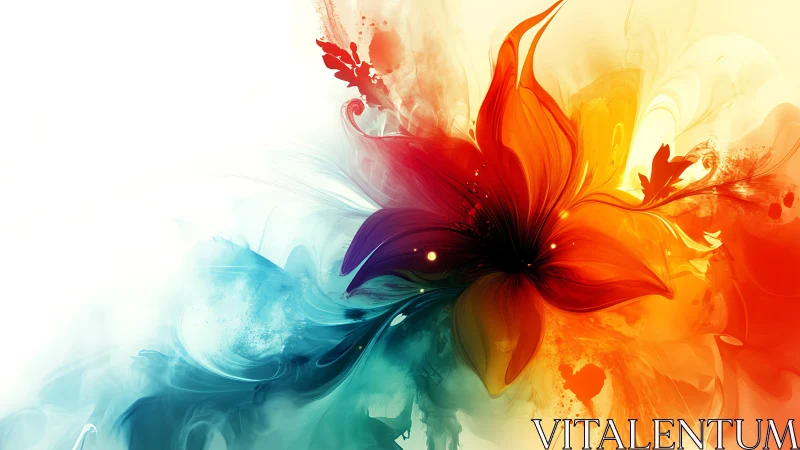 Colorstorm blossom erupts from swirling light and liquid flame