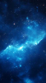 Star field with blue interstellar gas and diffuse nebula.