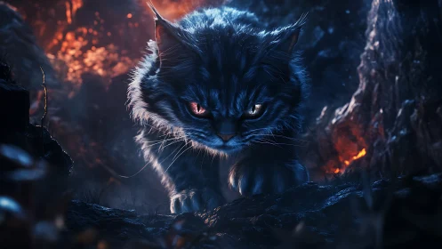 Mystical Cat in Twilight: A Furry Guardian.