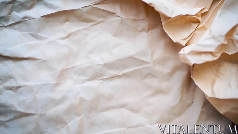 Textured beige crumpled paper surface with folded edges.