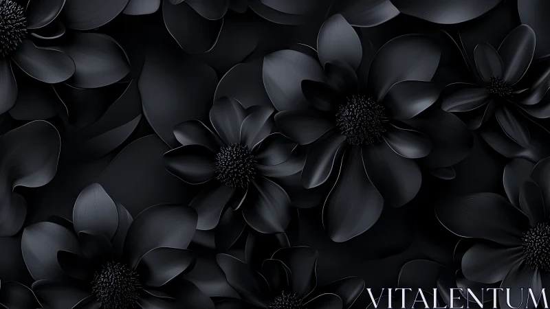 Black Flowers in Dramatic Monochrome Arrangement.