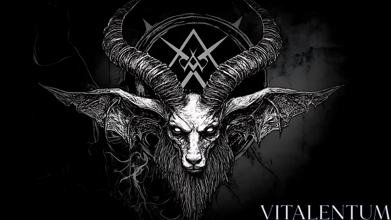 Horned shadow guardian with glowing eyes and winged stare.