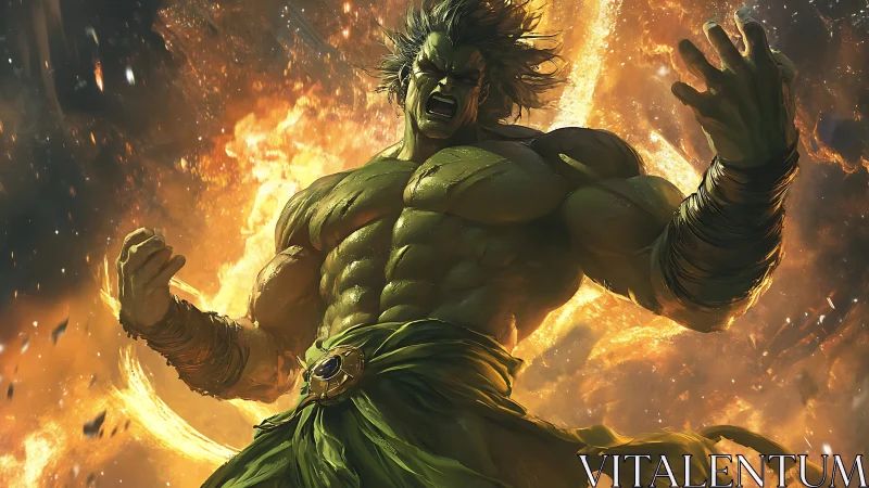 Gamma-irradiated titan in stellar plasma eruption stance.