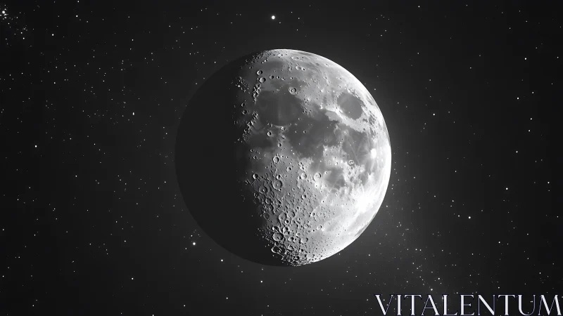 Lunar terminator detail reveals craters in stark high contrast