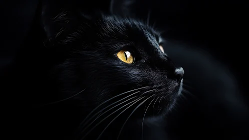 Obsidian Feline: Golden Eyes Pierce the Void.