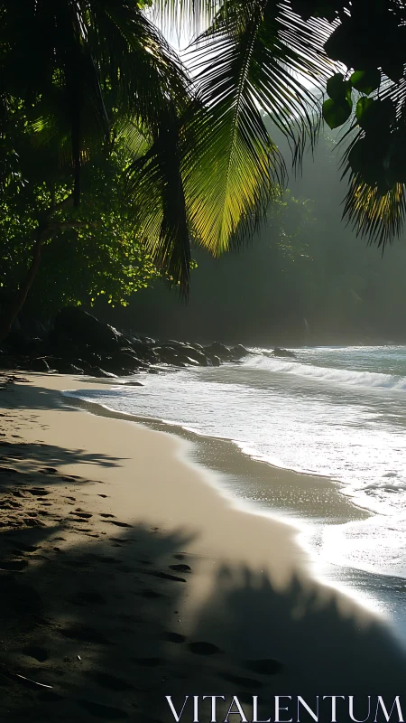 Tropical Paradise: Where Palm Shadows Dance on Sandy Shores.