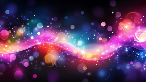 Colorful starlit waves of light drifting through the dark.