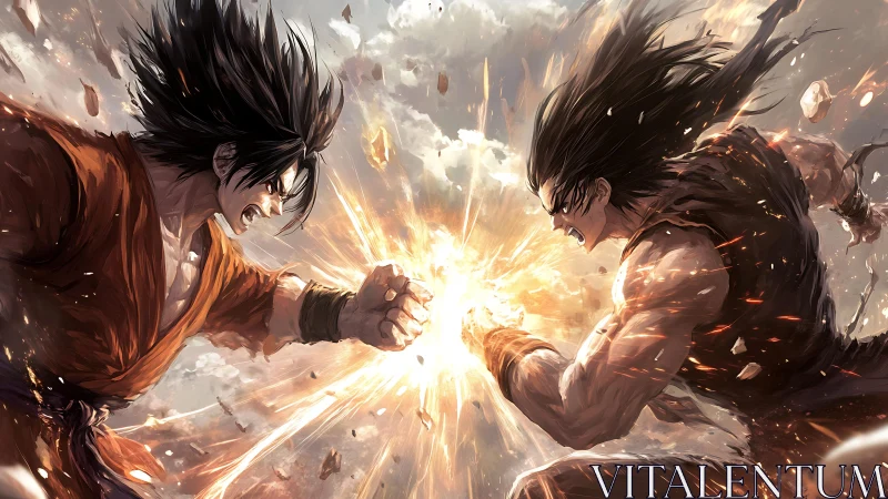 Opposed shockwave fighters in high-energy impact convergence.