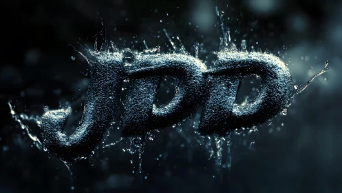 JPD Letters in Dynamic Splash Water Effect, Digital Art Style.