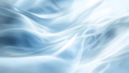 Ethereal Blue Abstract Waves in Soft Flowing Digital Art Style.