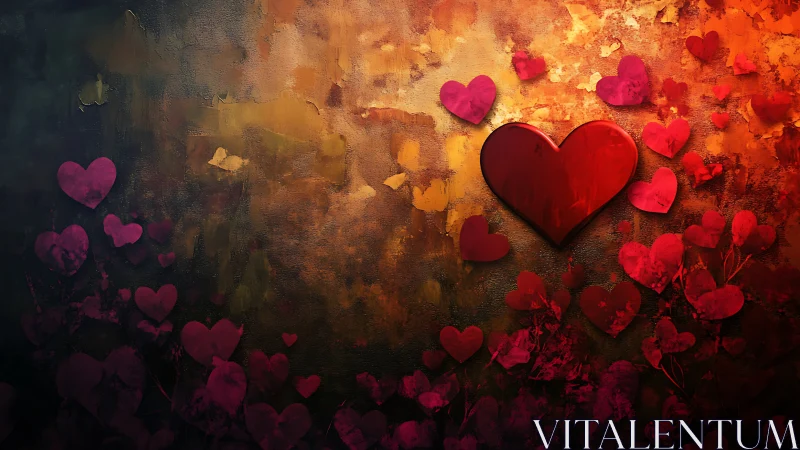 Composite Heart Arrangement Against Textured Background