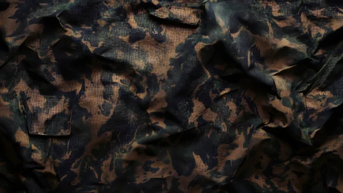 Macro view of folded tactical fabric with digital camouflage