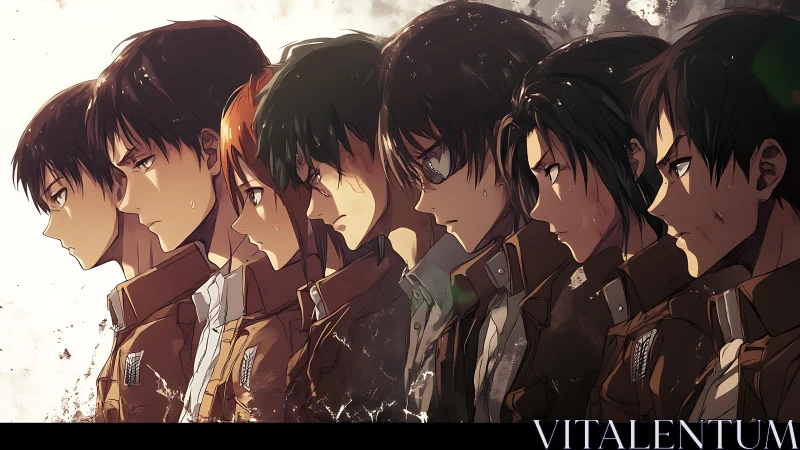 Resolute anime squad marches toward stormlit destiny.