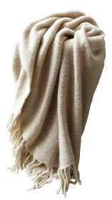Cream Wool Throw Draped in Sculptural Folds.