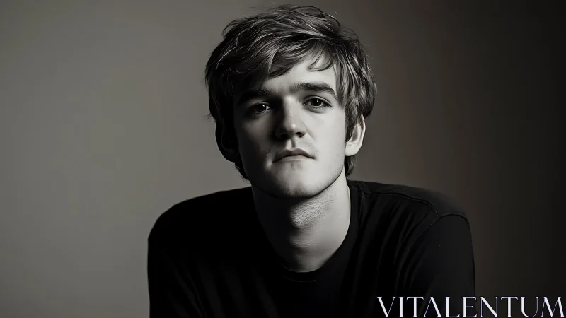 Monochrome male portrait in low-key studio lighting profile.