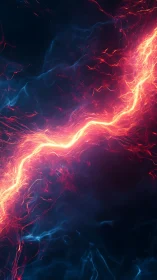 Neon energy rift slicing through dark abstract cosmos.