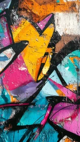 Bold abstract graffiti on textured urban concrete wall