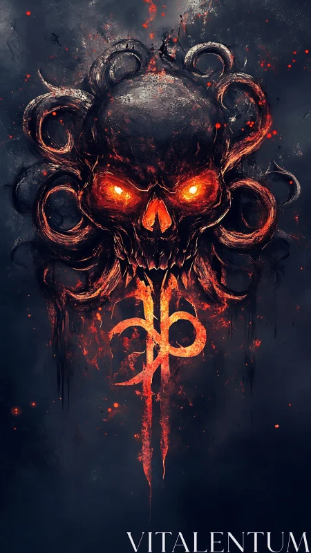 Infernal skull sigil with molten tentacles and ember glare
