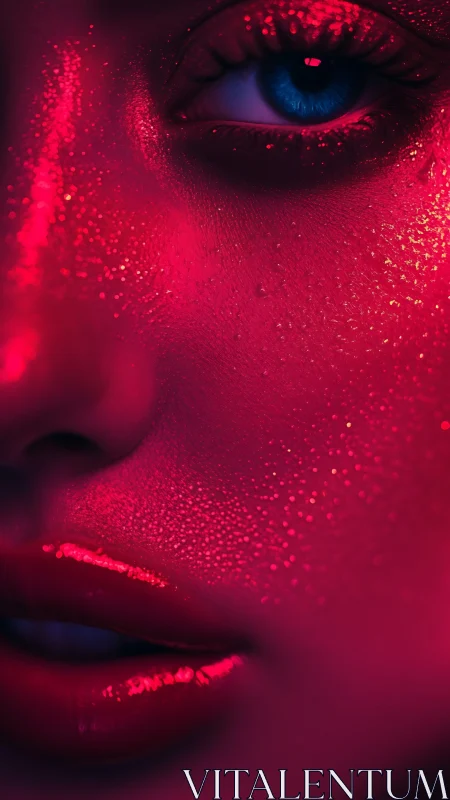 Neon-dusted gaze melts midnight into electric velvet skin