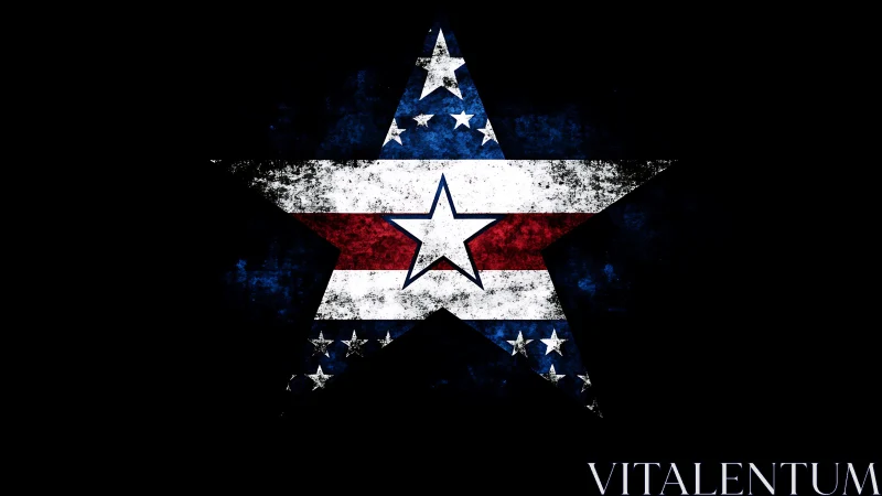 Grunge-textured dual star emblem with distressed flag overlay.