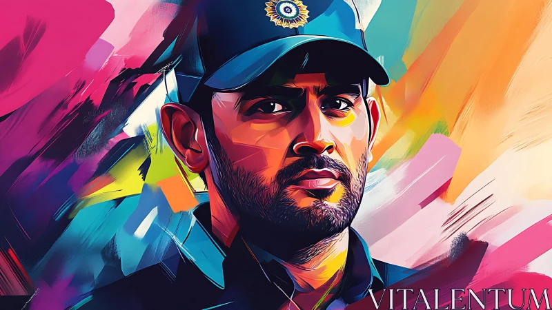 Color-swept portrait of a focused man in a blue cap.