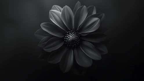 Monochromatic Flower Petals Unfold Against Darkness.